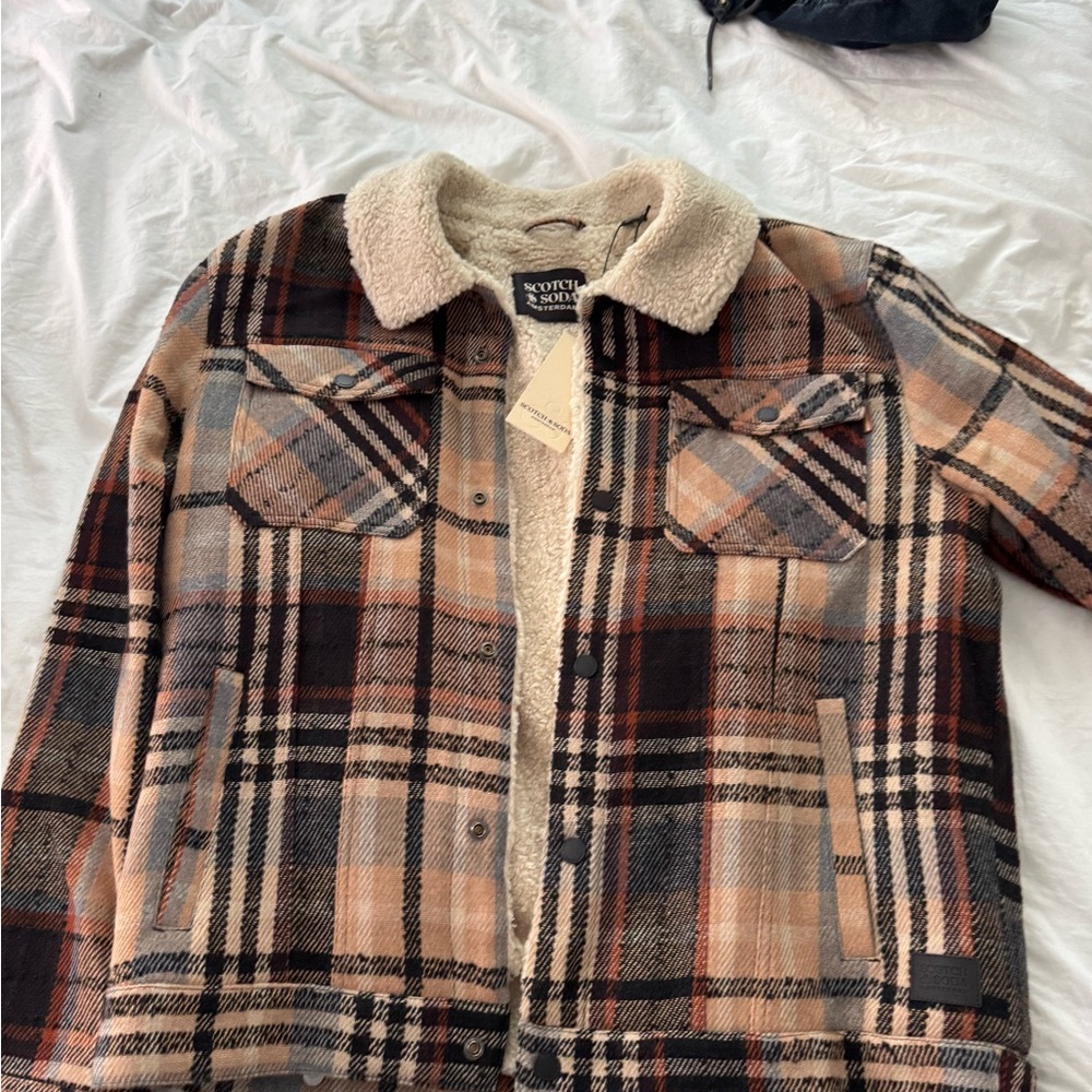 Scotch & Soda Beige and Black Plaid Jacket Dead Stock